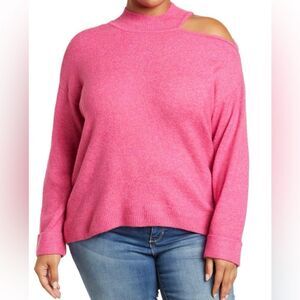 ‎Mock Neck Shoulder Cutout Top